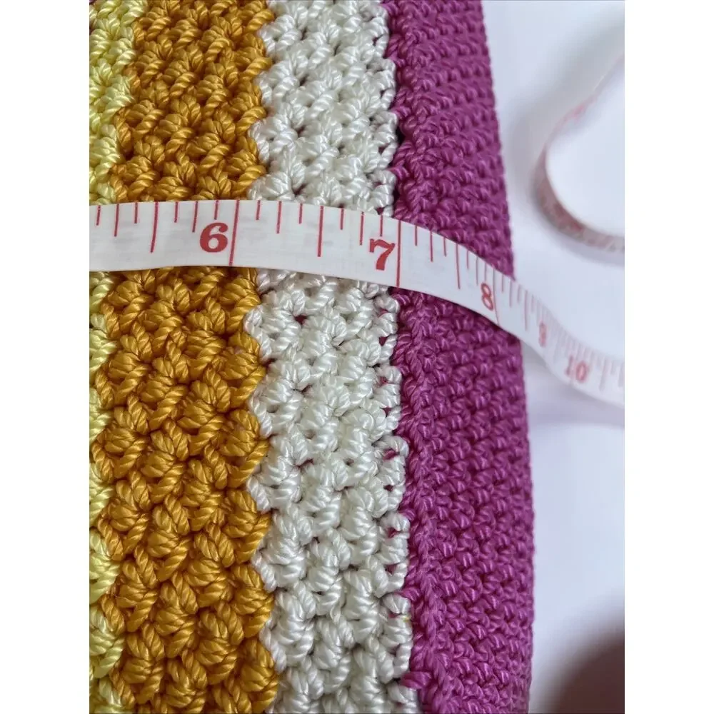 The Sak Striped Crochet Purse Shoulder Bag Pink Multicolor Shoulder Bag